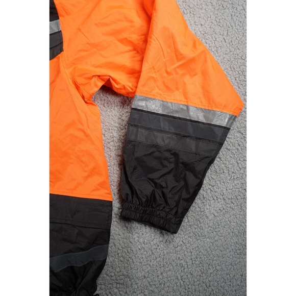 Harley Davidson High Visibility Jacket Mens Large Orange Black Light Jacket Rain - Picture 8 of 15
